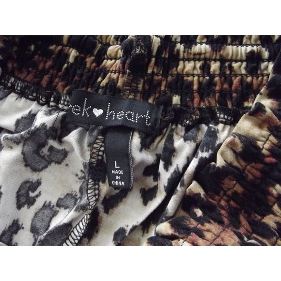 Derek Heart Shorts Jr Large Animal Print Soft Knit stretch shirred drawstring - Picture 4 of 7